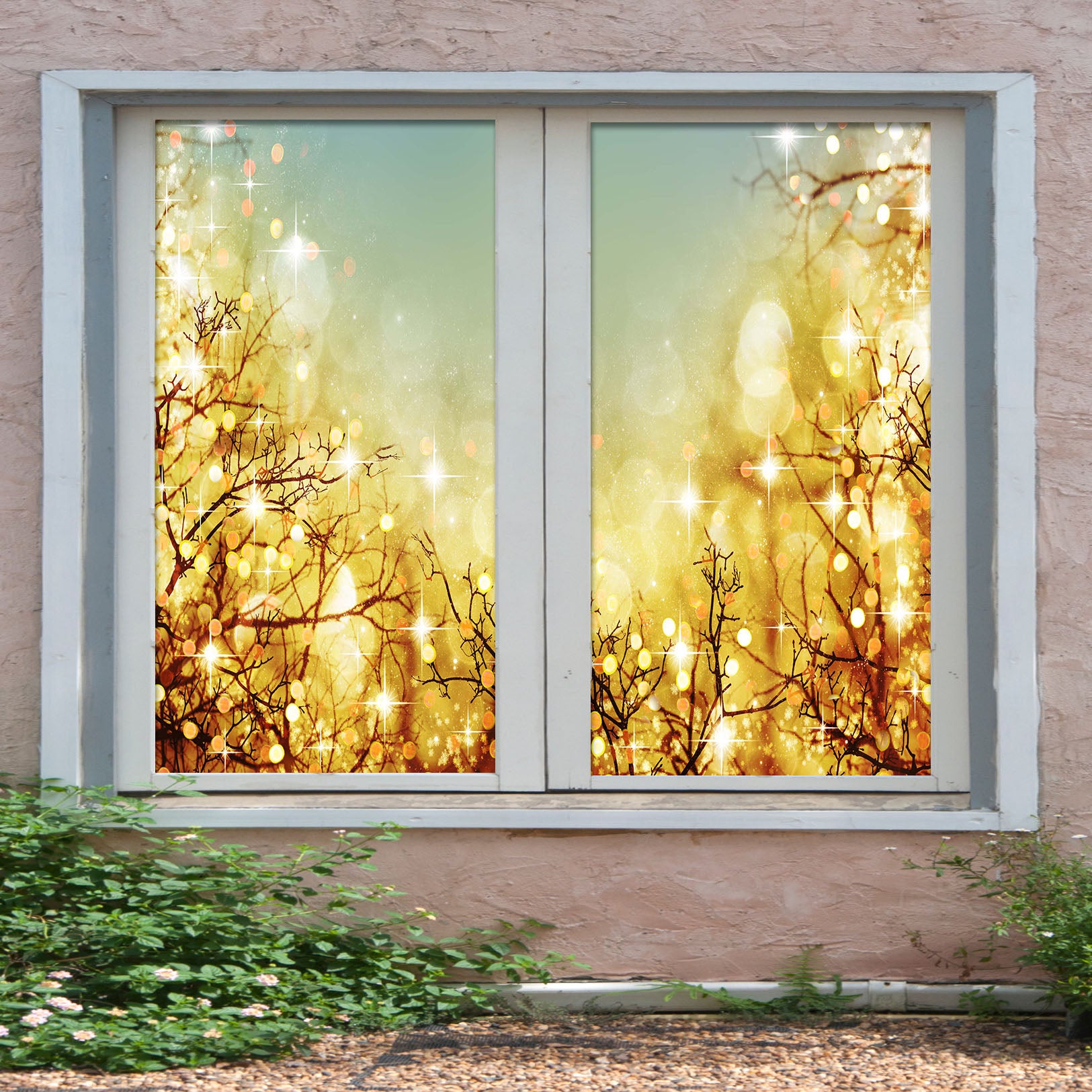 3D Branch Light Shadow 30103 Christmas Window Film Print Sticker Cling Stained Glass Xmas