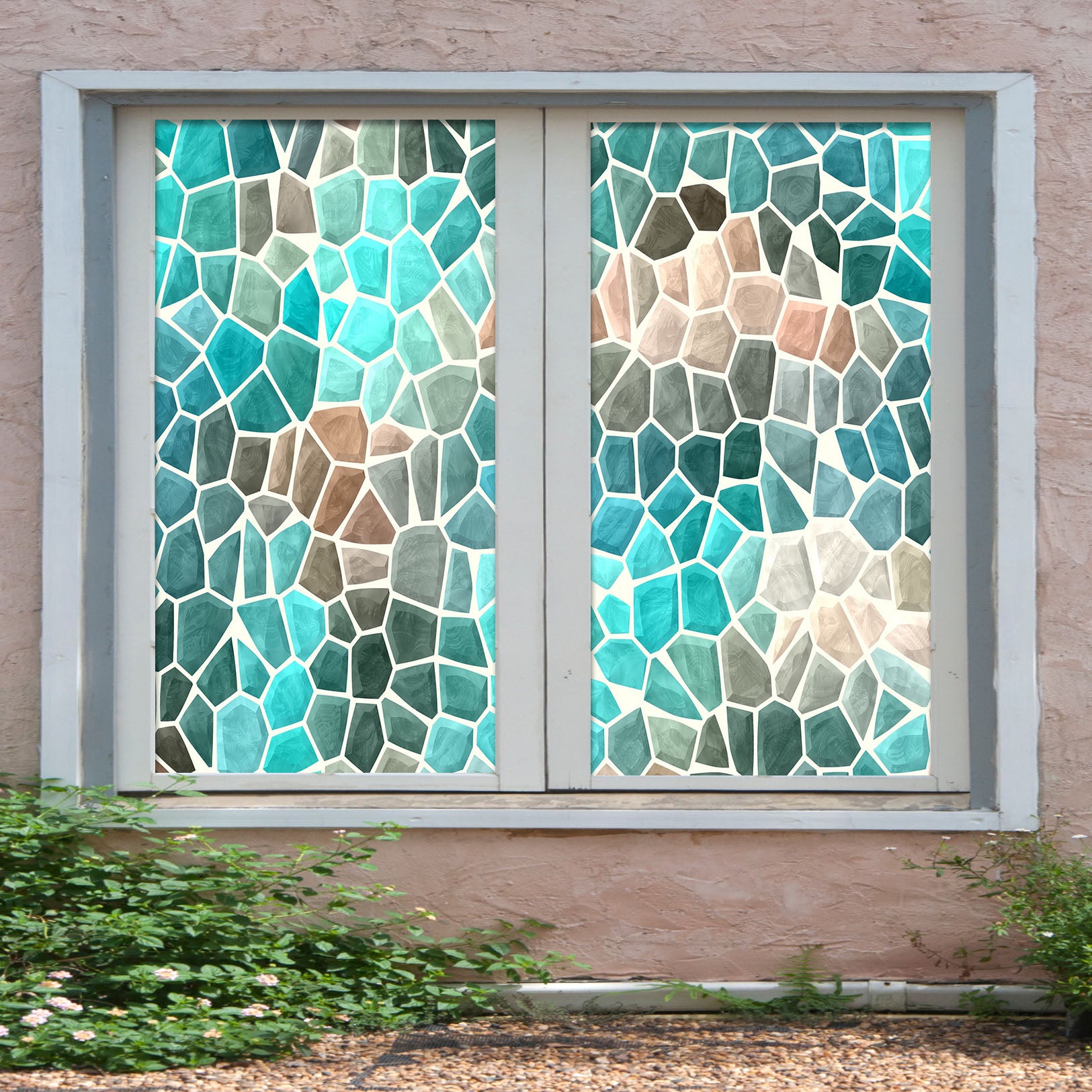 3D Blue Texture Stone 328 Window Film Print Sticker Cling Stained Glass UV Block