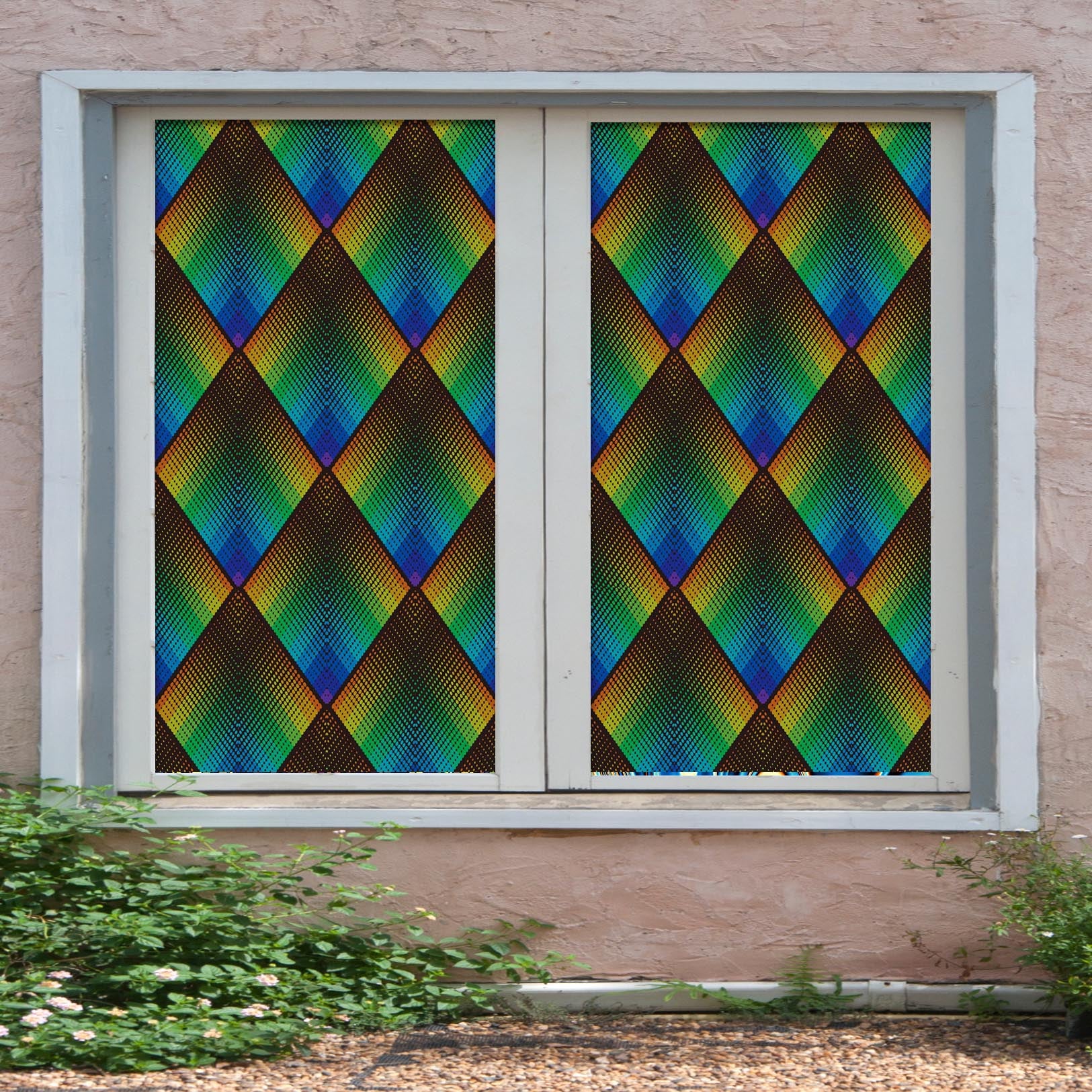 3D Gradient Pattern 371 Window Film Print Sticker Cling Stained Glass UV Block