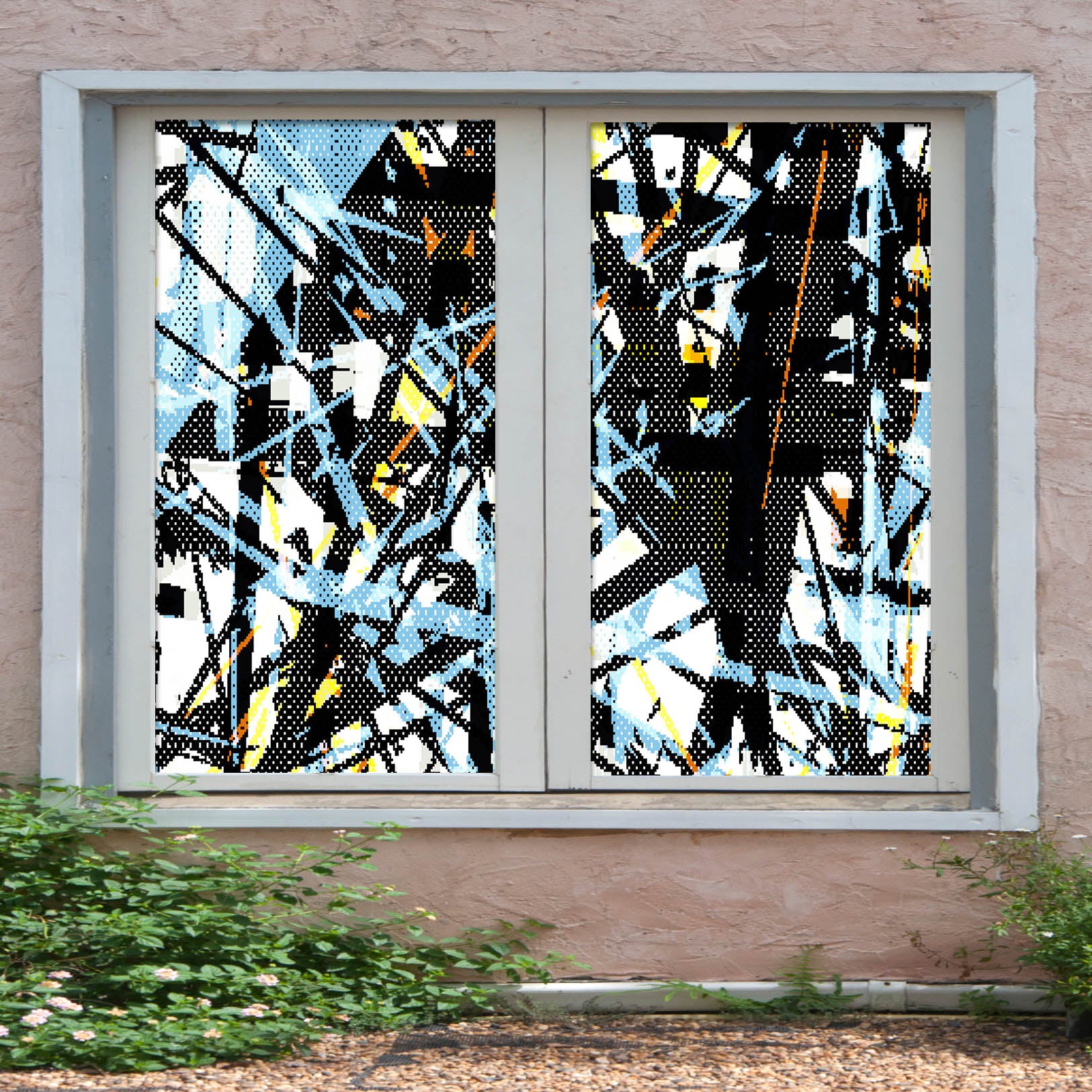 3D Mosaic Stripe 413 Window Film Print Sticker Cling Stained Glass UV Block