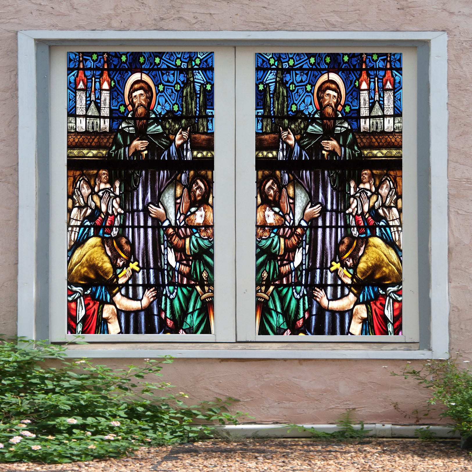 3D Christian Religion 153 Window Film Print Sticker Cling Stained Glass UV Block