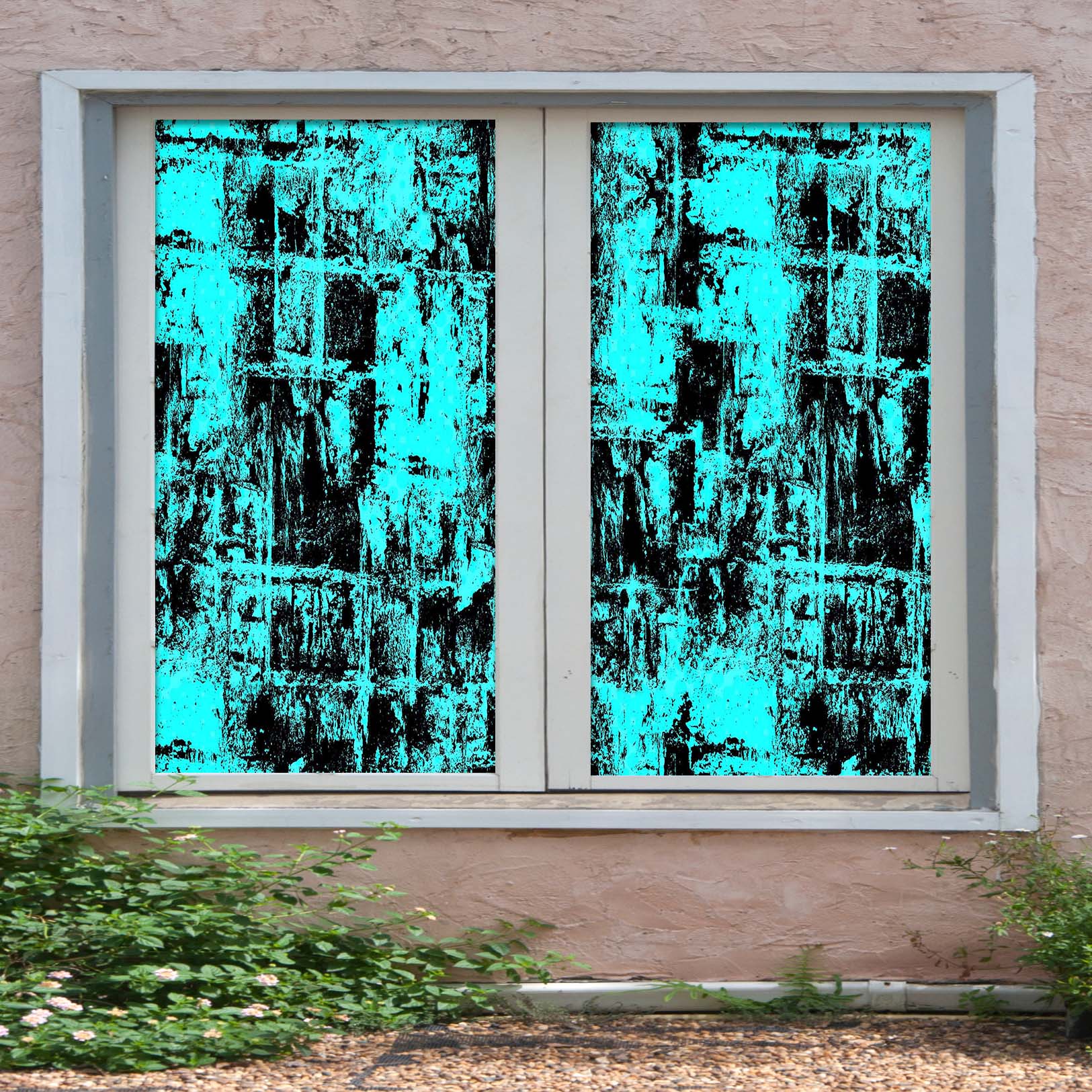 3D Blue Retro Pattern 387 Window Film Print Sticker Cling Stained Glass UV Block