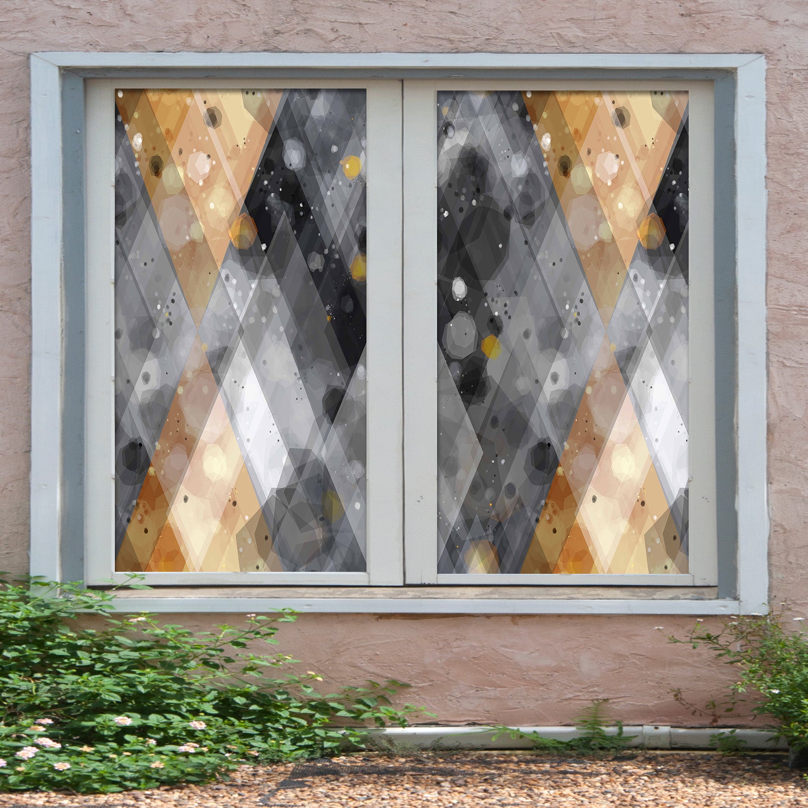 3D Hazy Graphics 463 Window Film Print Sticker Cling Stained Glass UV Block