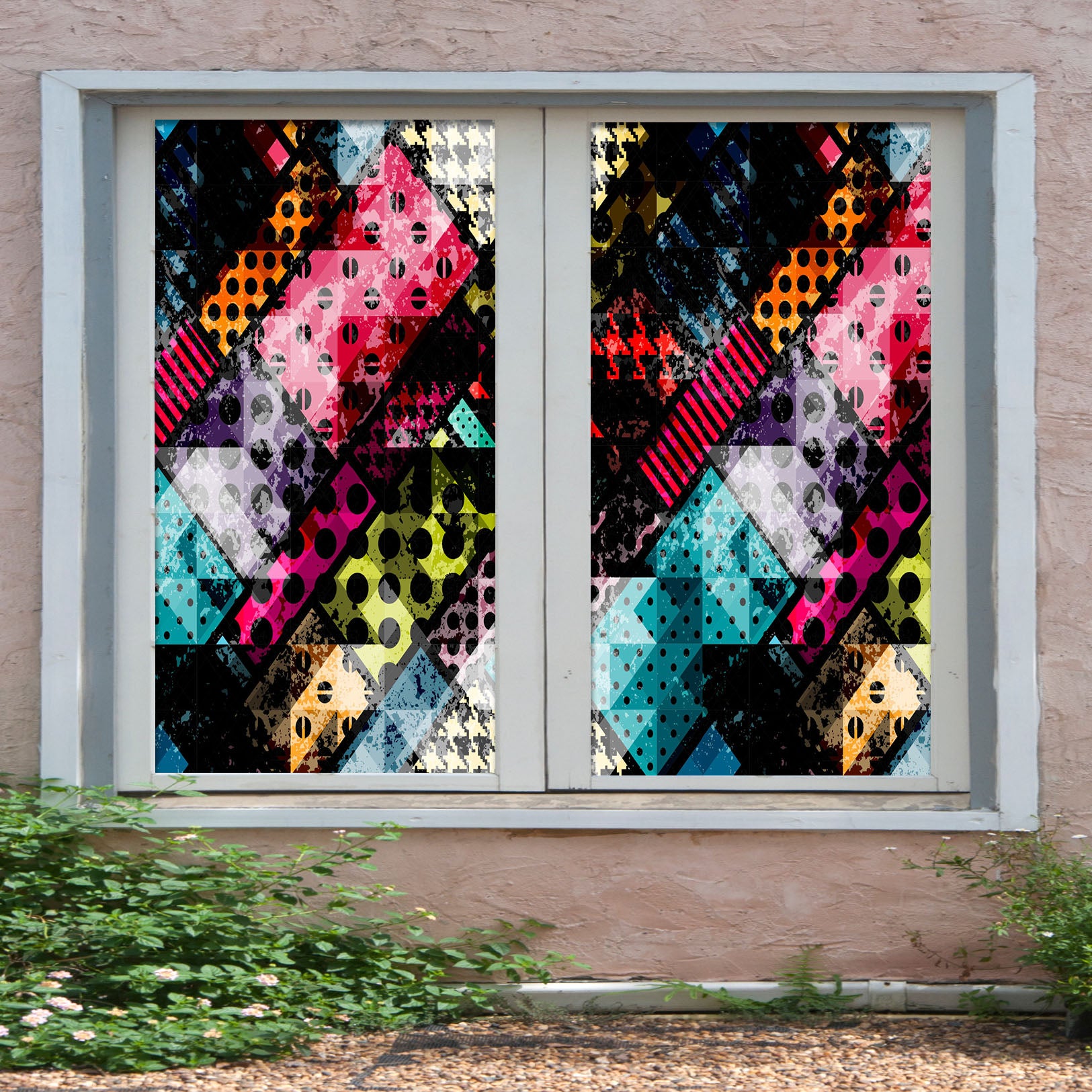 3D Colored Dots 326 Window Film Print Sticker Cling Stained Glass UV Block