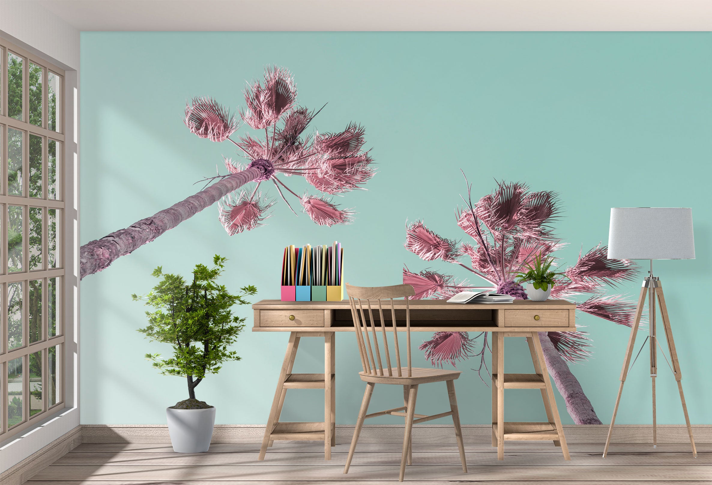 3D Pink Coconut Tree 6251 Assaf Frank Wall Mural Wall Murals