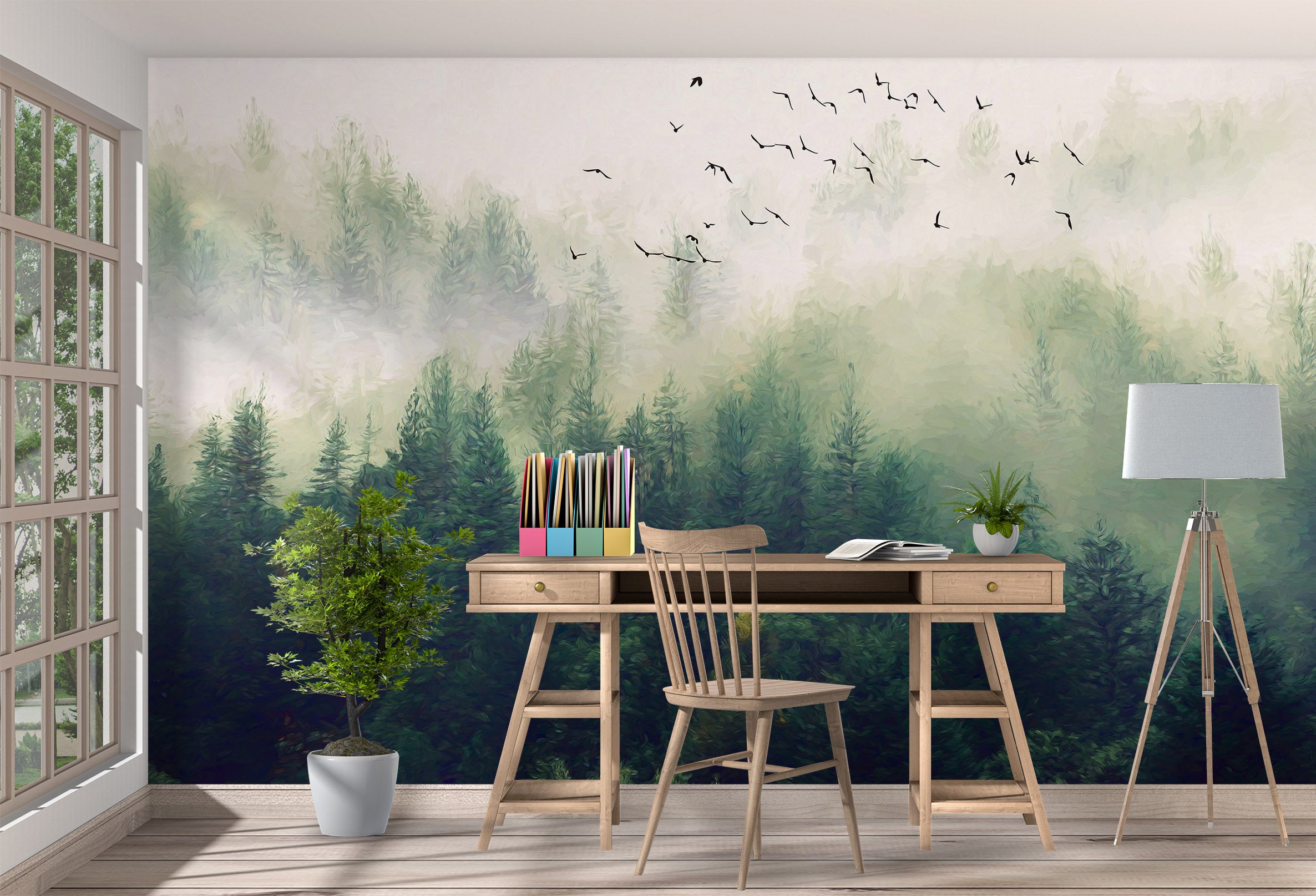 3D Forest Fog 1057 Wall Murals