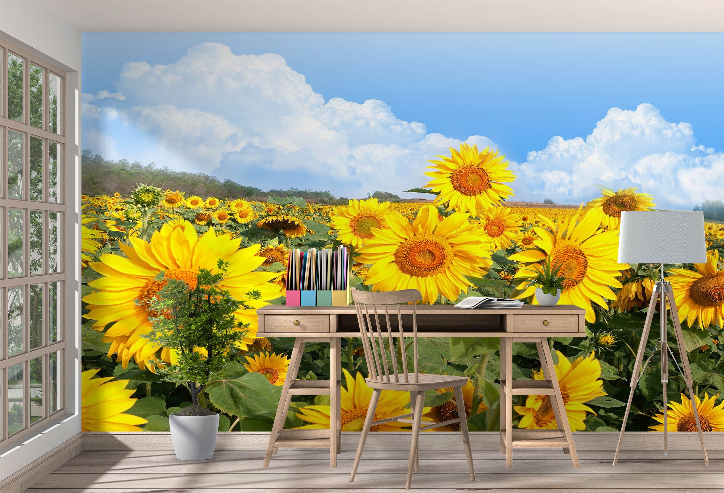 3D Bright Sunflower 1010 Wall Murals
