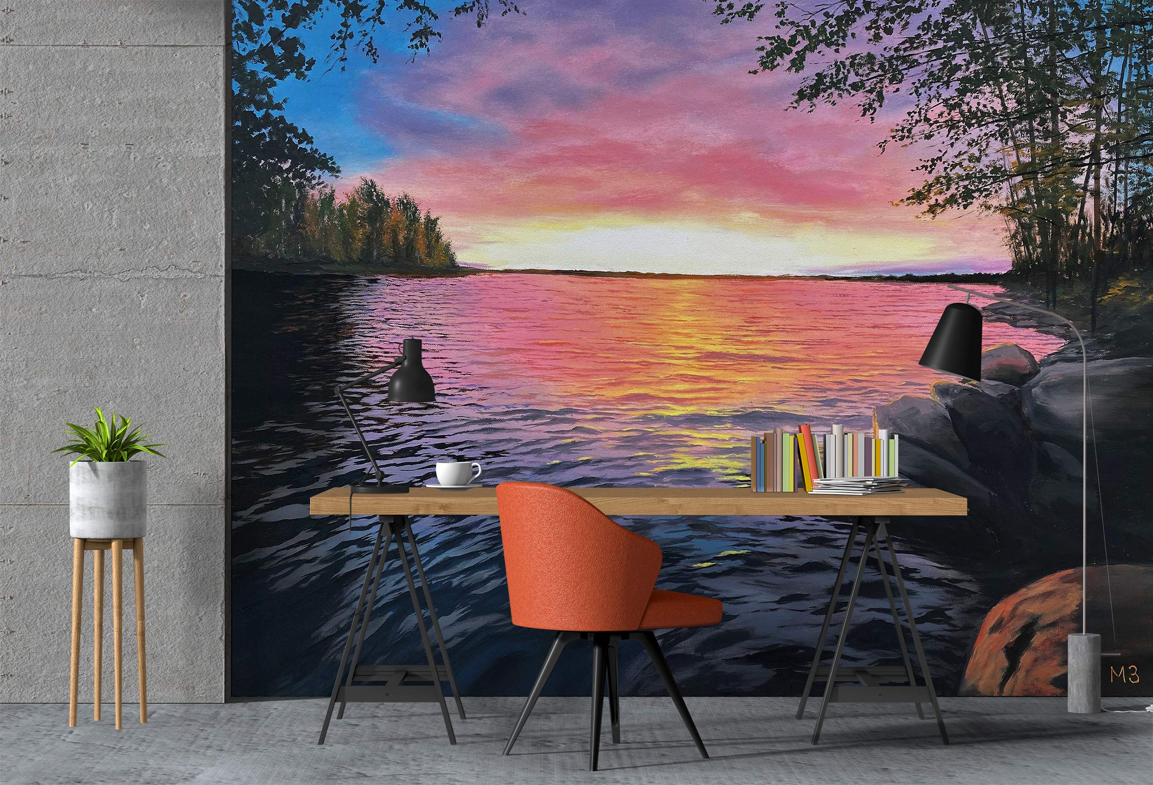 3D Sunset Lake 9815 Marina Zotova Wall Mural Wall Murals
