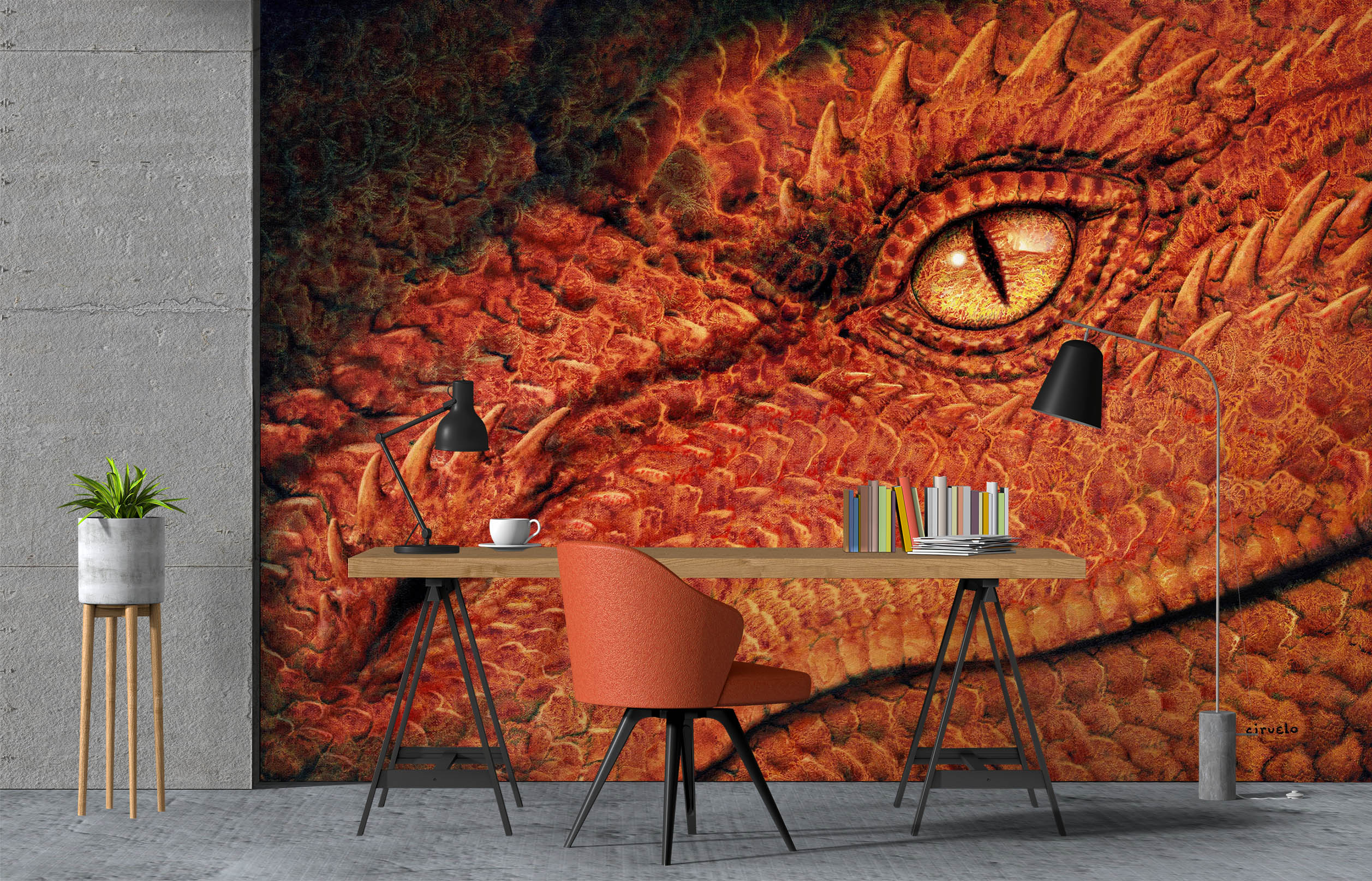 3D Red Dragon Eye 7081 Ciruelo Wall Mural Wall Murals