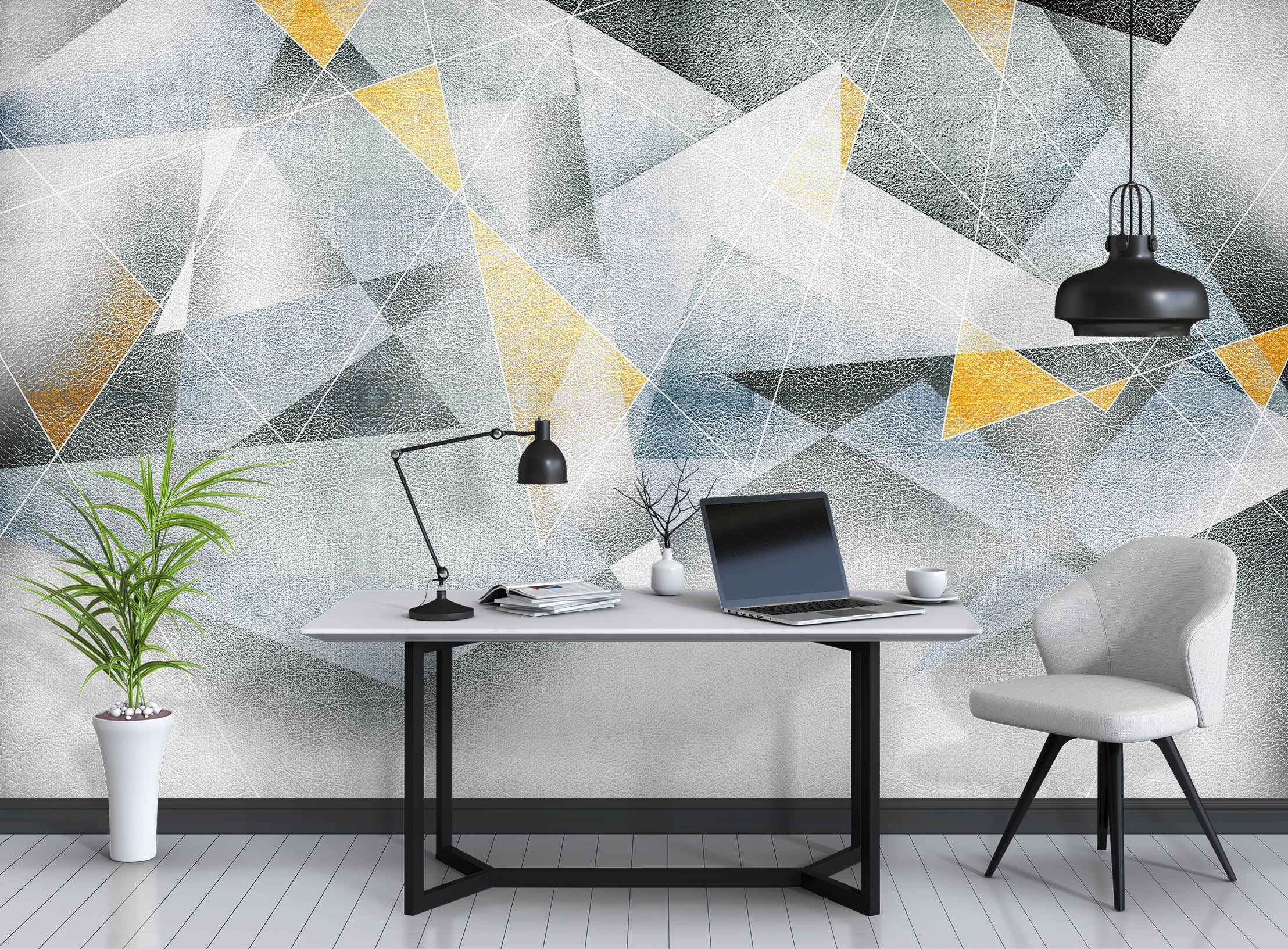3D Yellow Triangle 1059 Wall Murals