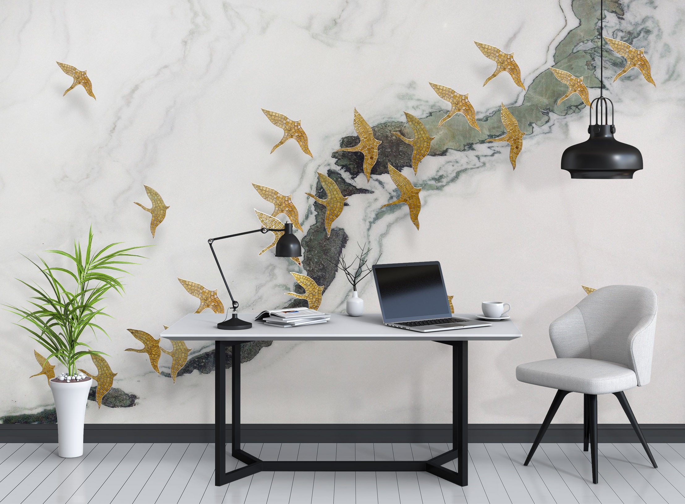 3D Golden Bird 1030 Wall Murals