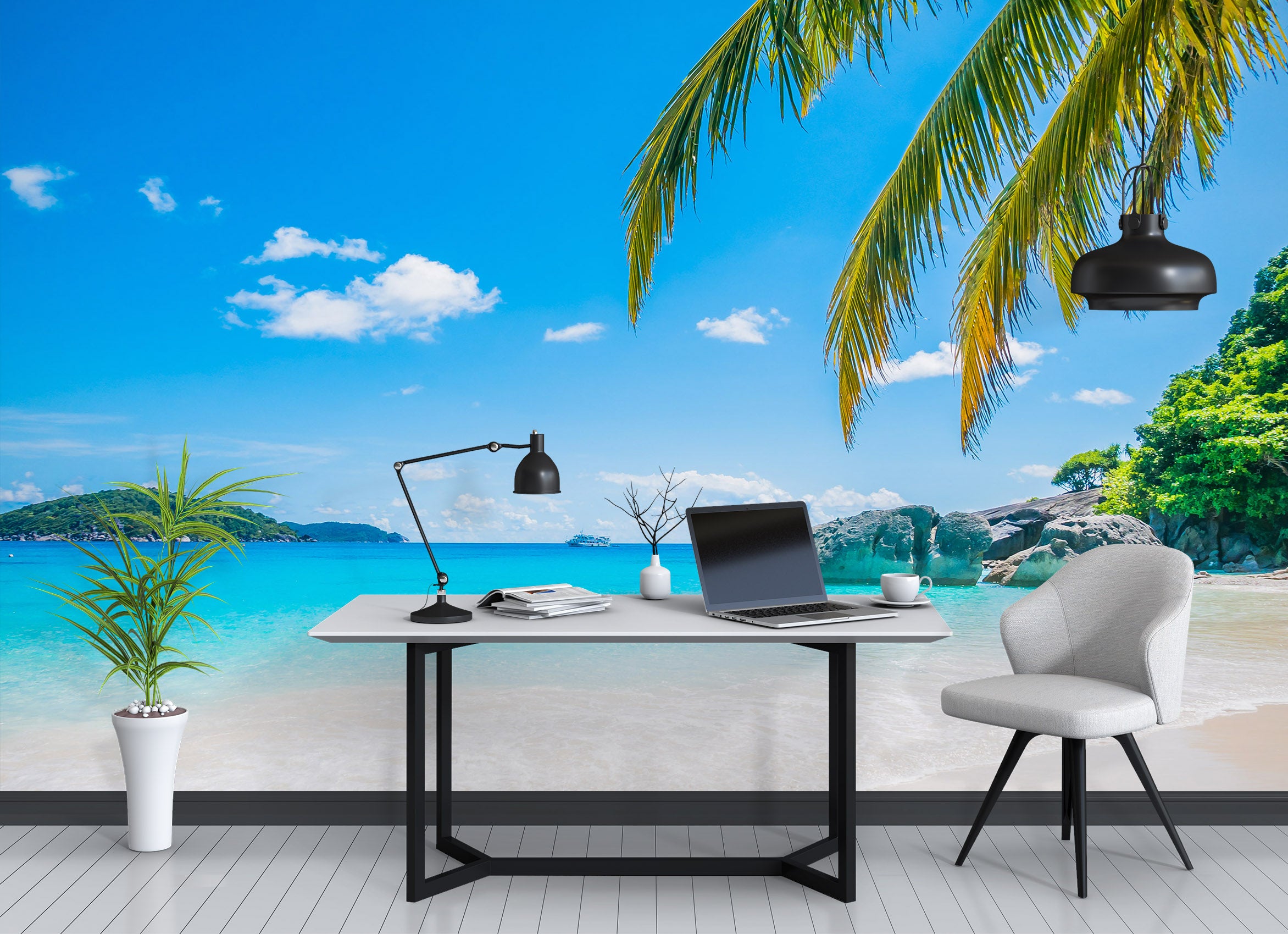 3D Seaside Coconut Tree 57105 Wall Murals