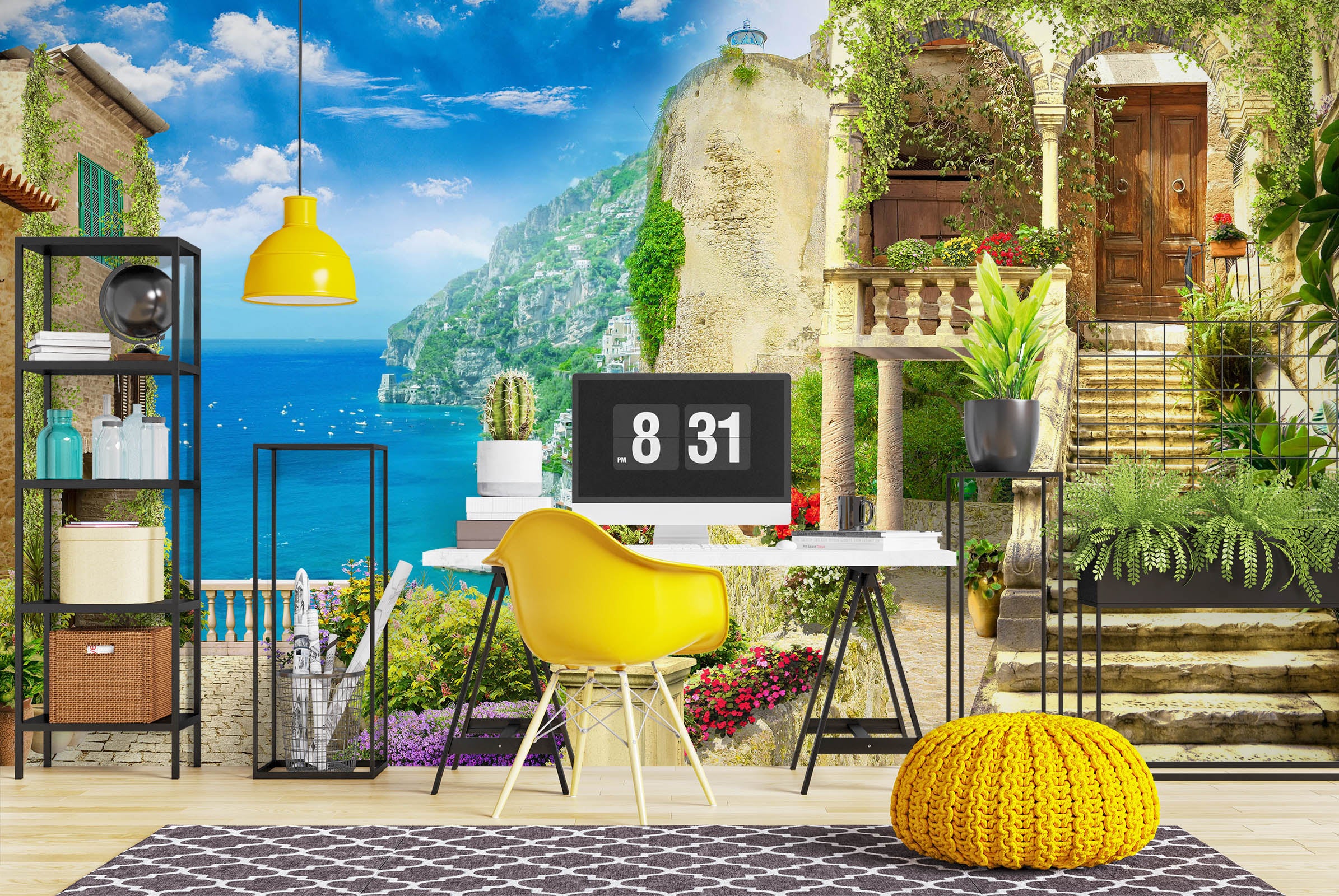 3D Sea Mountain Houses 57163 Wall Murals