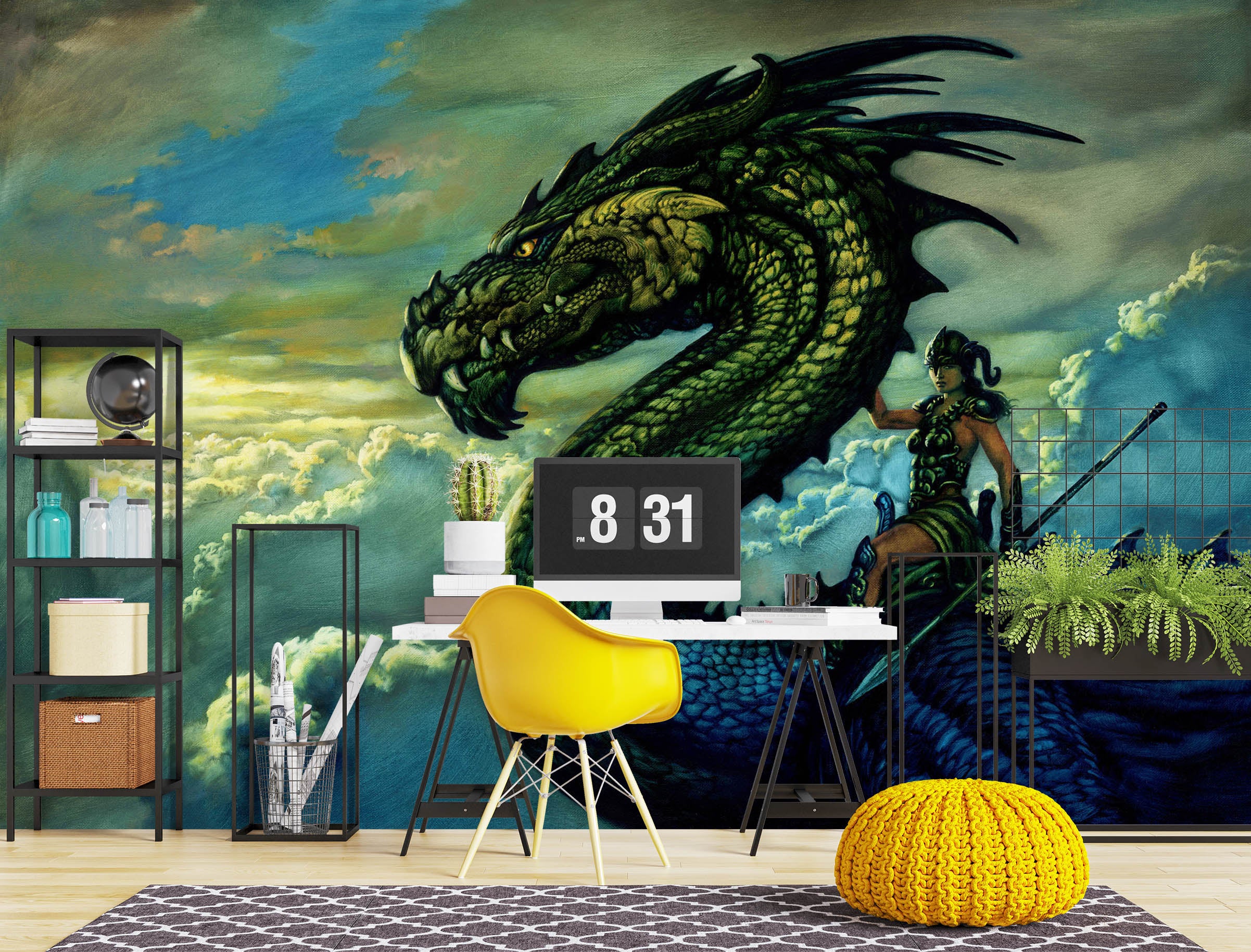 3D Cloud Dragon Knight 7070 Ciruelo Wall Mural Wall Murals