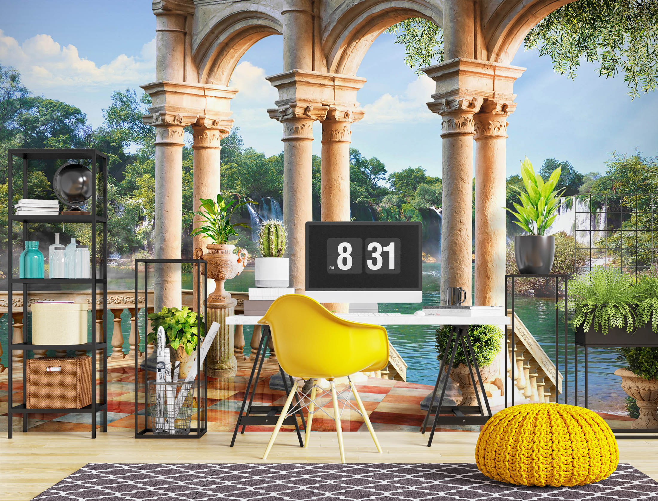 3D Balcony Waterfall 1034 Wall Murals