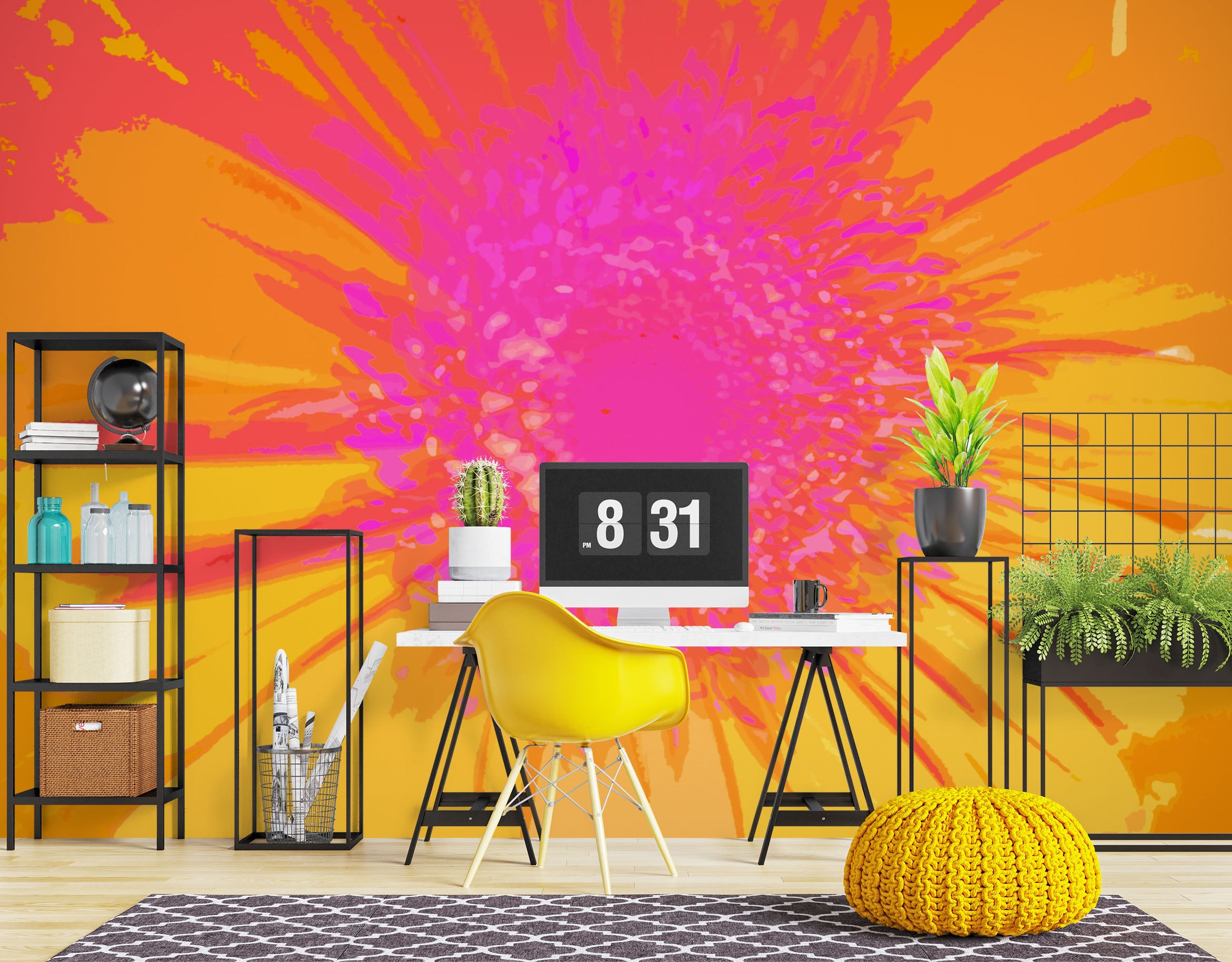 3D Pink Orange Flower 19123 Shandra Smith Wall Mural Wall Murals