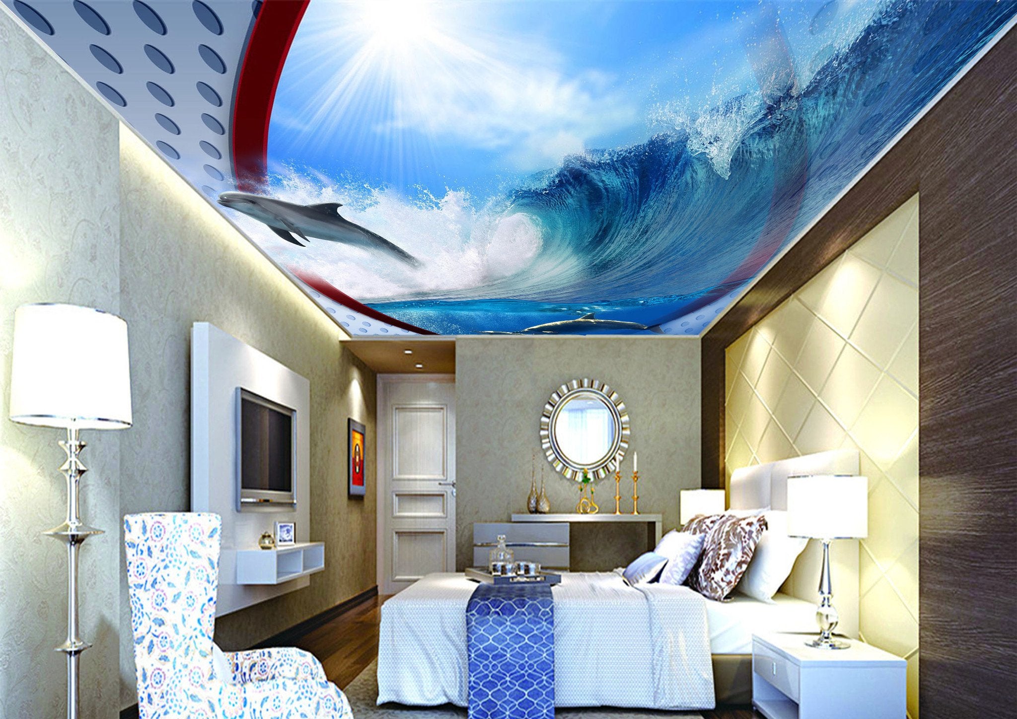 Sunny Blue Ocean Dolphins Wallpaper AJ Wallpaper 