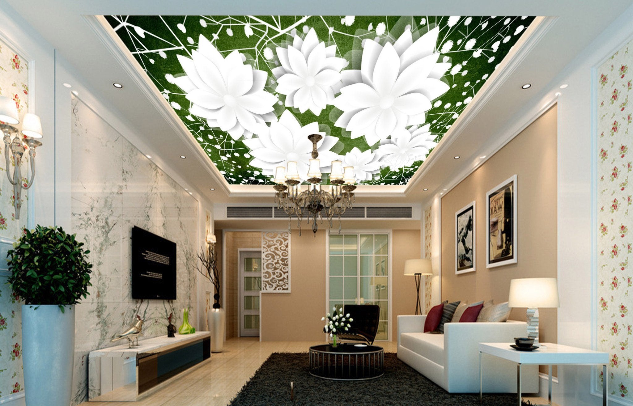 Pretty White Flowers Wallpaper AJ Wallpaper 