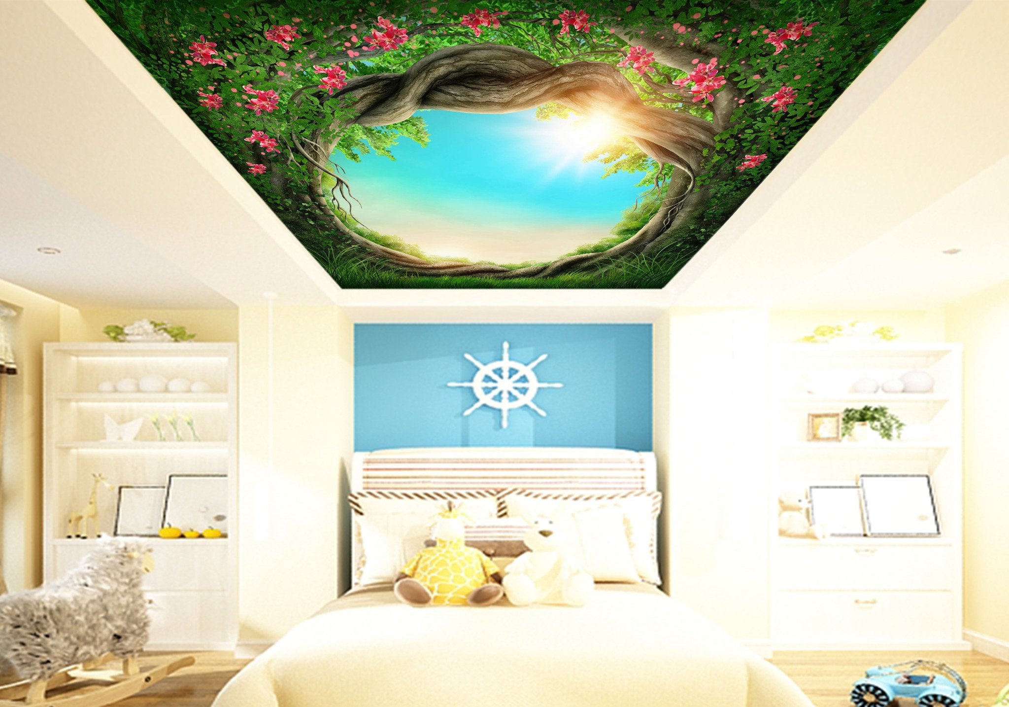 Trees Rattan Circle Blue Sky Wallpaper AJ Wallpaper 
