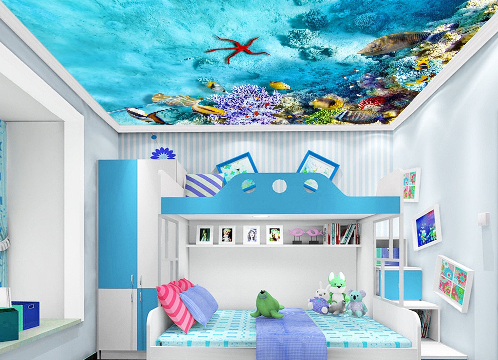 Blue Seabed Color Creatures Wallpaper AJ Wallpaper 