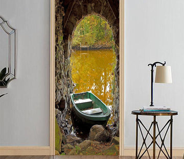 3D boats and lakes door mural Wallpaper AJ Wallpaper 