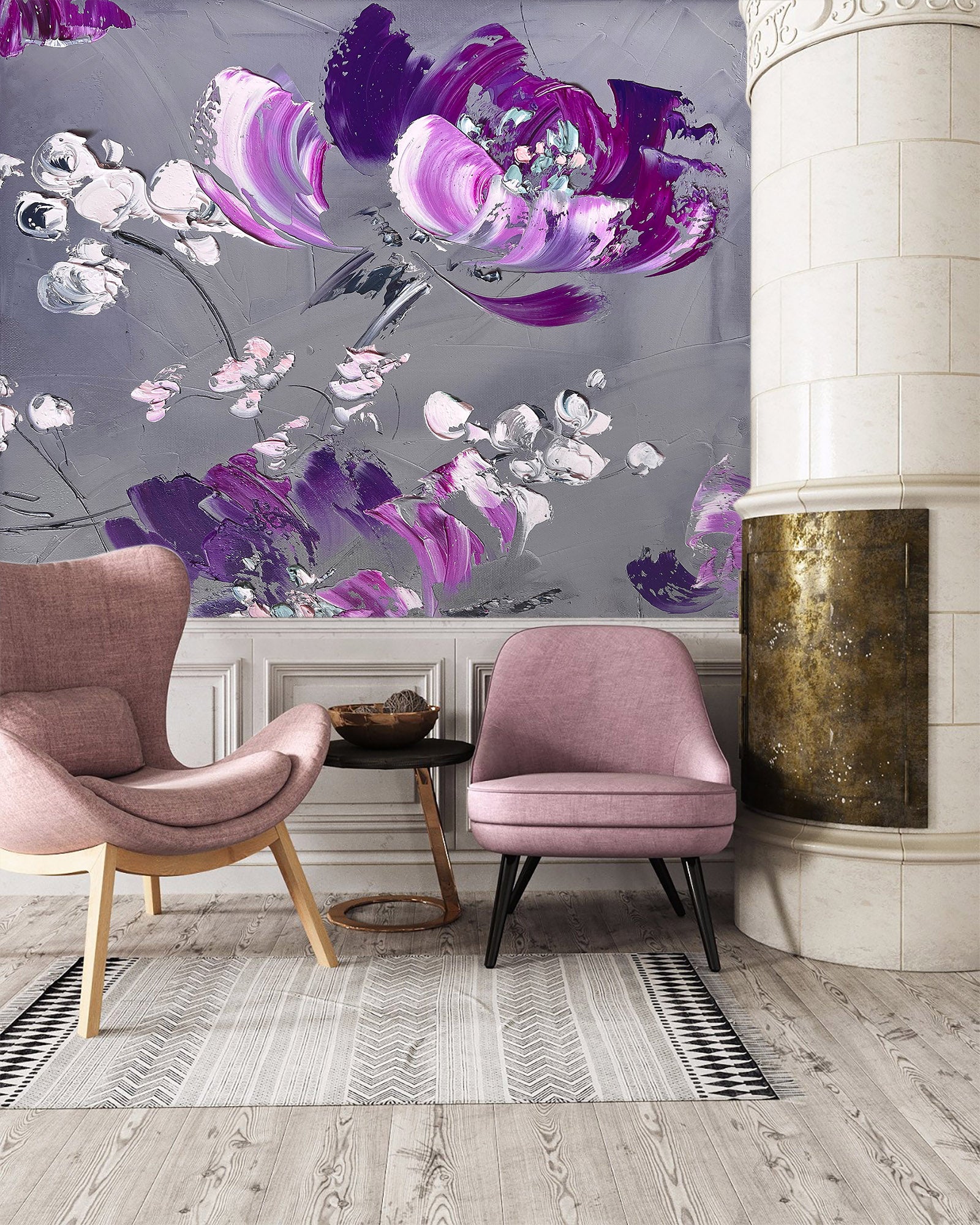 3D Purple Petals 2615 Skromova Marina Wall Mural Wall Murals