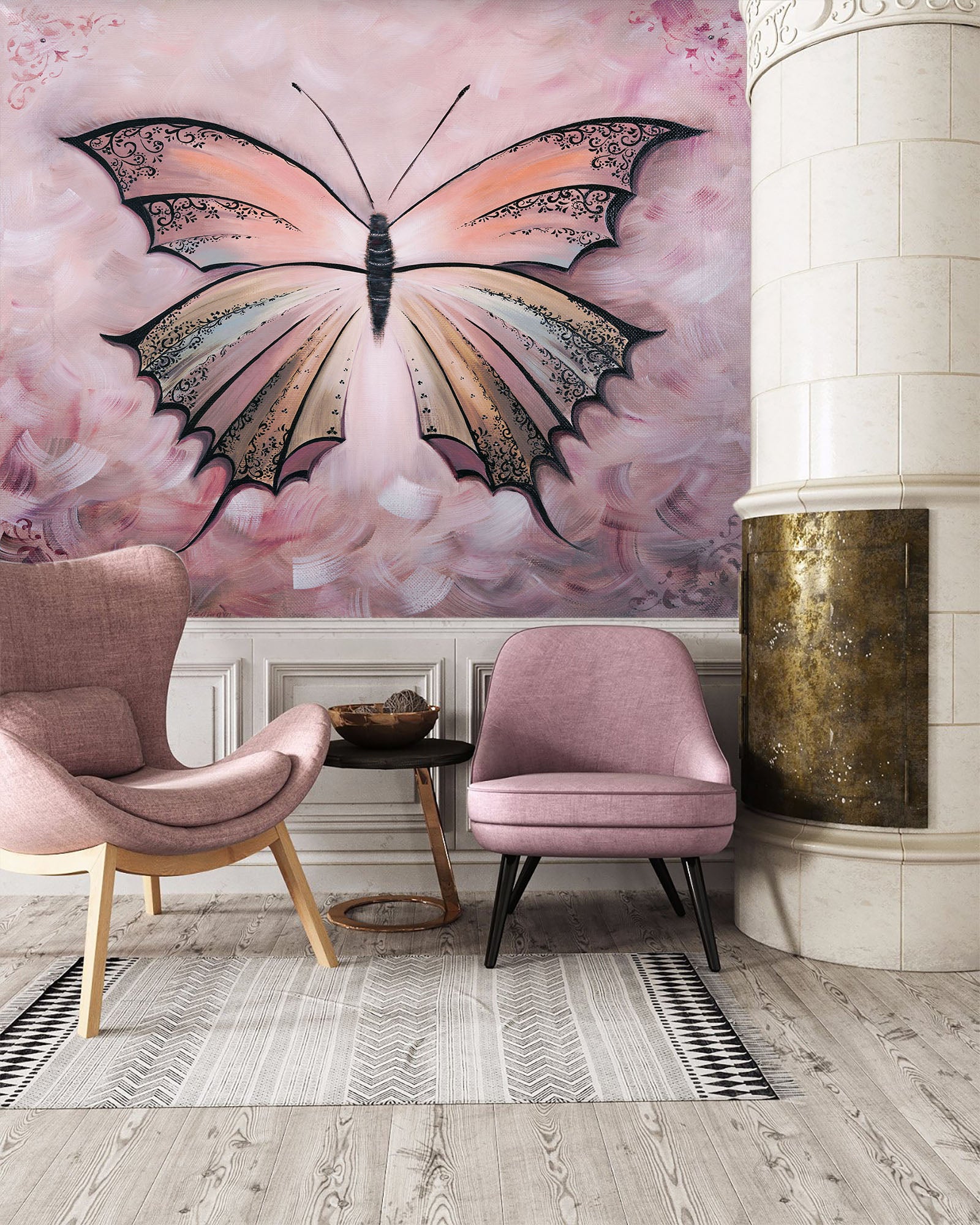 3D Butterfly Pattern 244 Skromova Marina Wall Mural Wall Murals