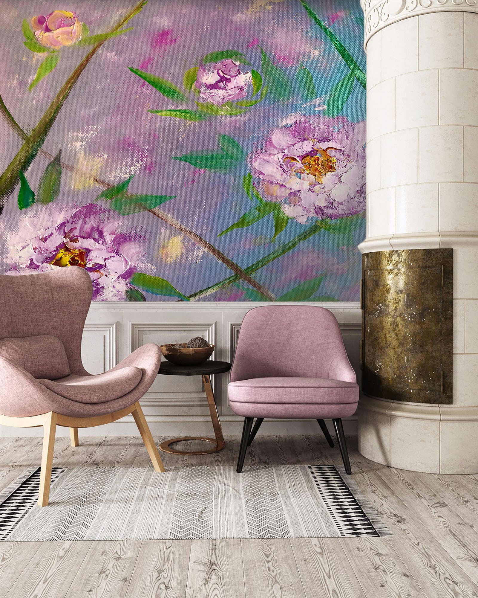 3D Purple Flower Leaves 215 Skromova Marina Wall Mural Wall Murals