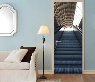 3D blue step door mural Wallpaper AJ Wallpaper 