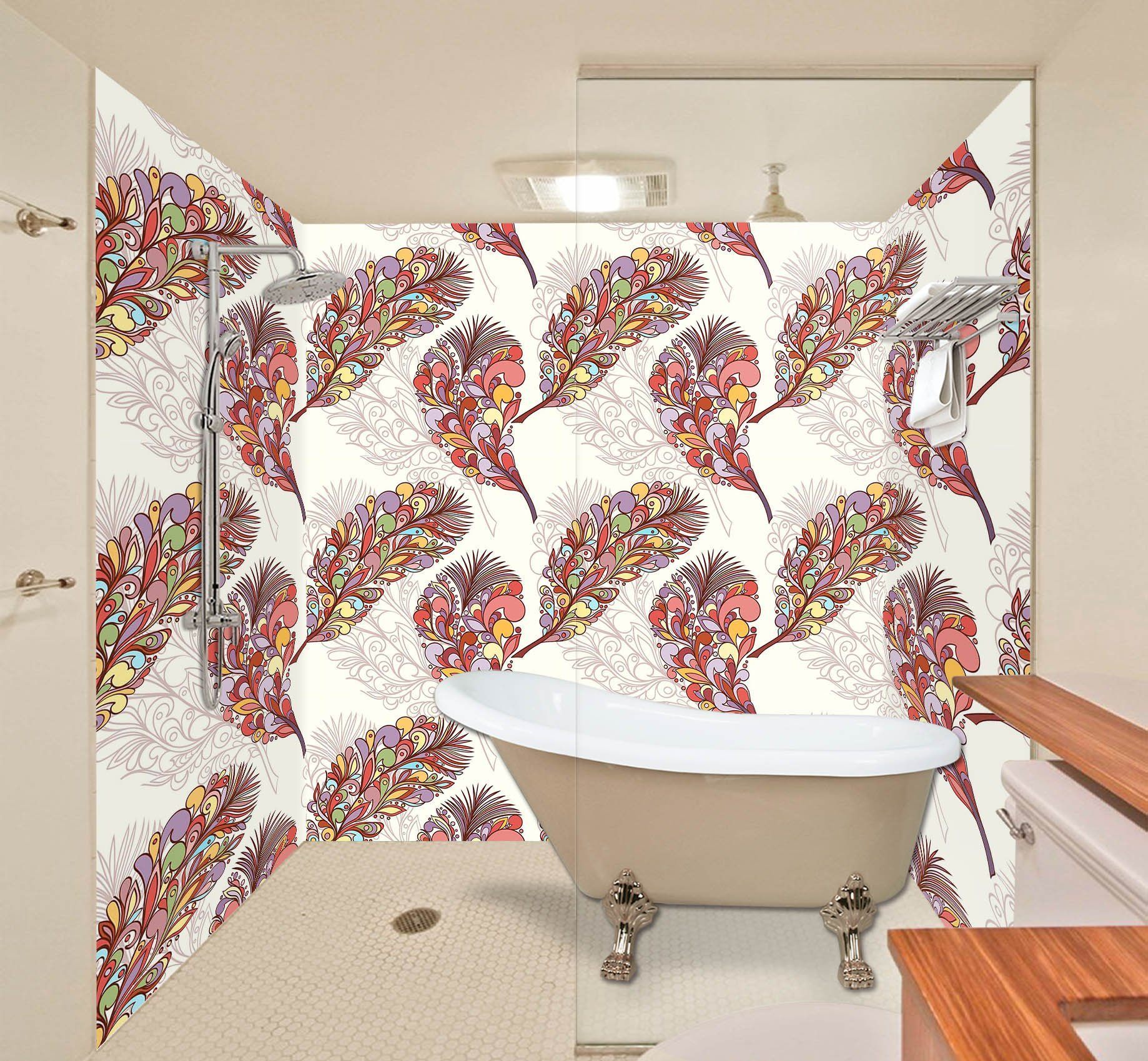 3D Colorful Feathers 47 Bathroom Wallpaper Wallpaper AJ Wallpaper 