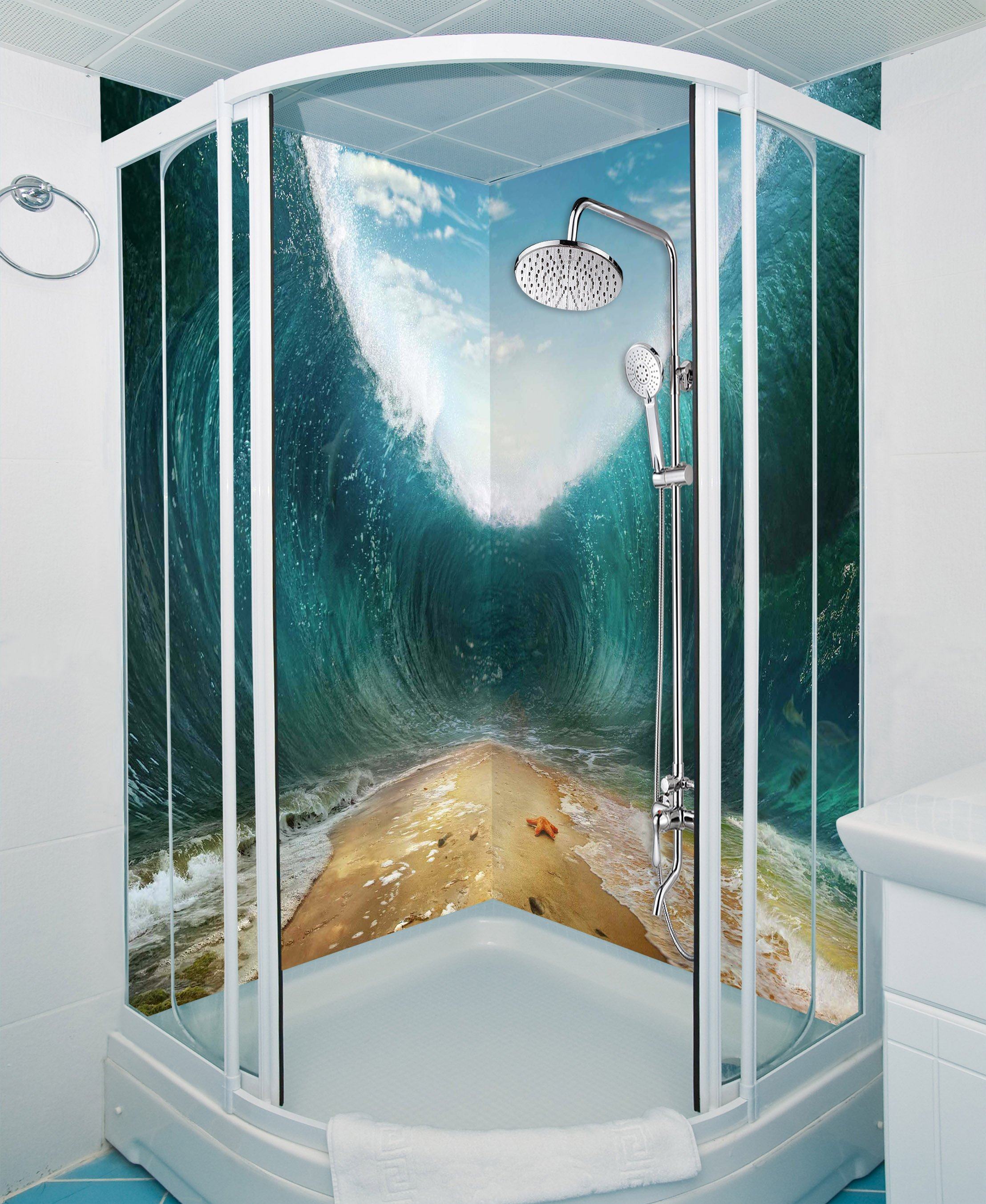 3D Beach High Waves 36 Bathroom Wallpaper Wallpaper AJ Wallpaper 