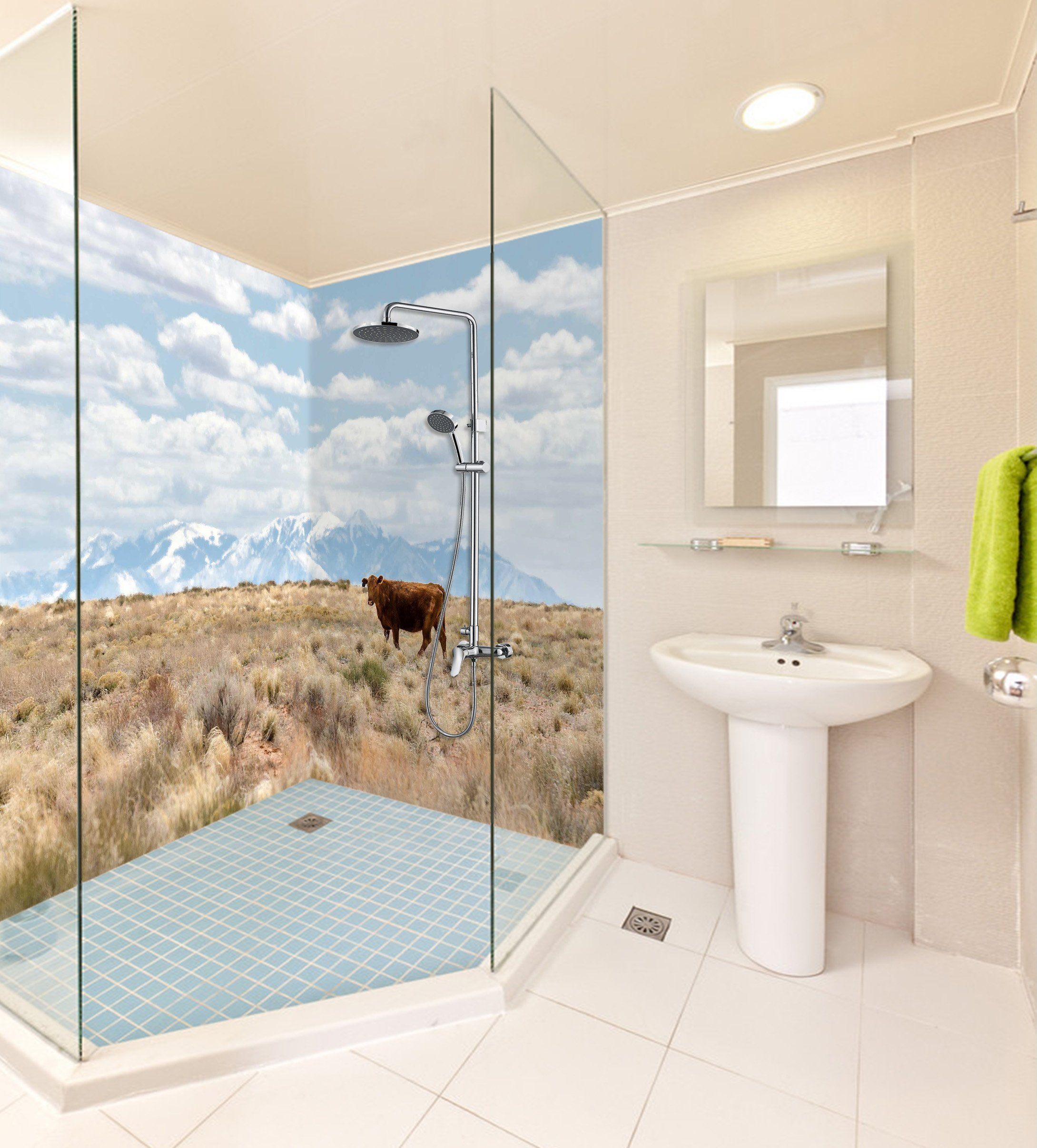 3D Alpine Pasture Scenery 21 Bathroom Wallpaper Wallpaper AJ Wallpaper 