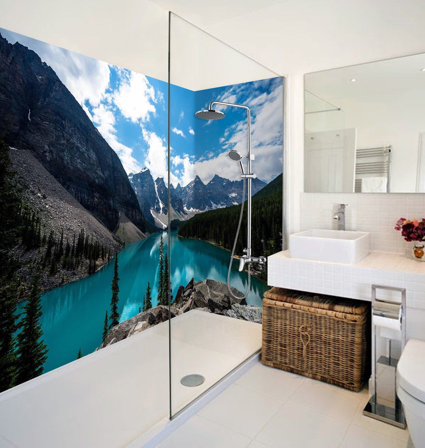 3D Snow Mountains Lake 29 Bathroom Wallpaper Wallpaper AJ Wallpaper 