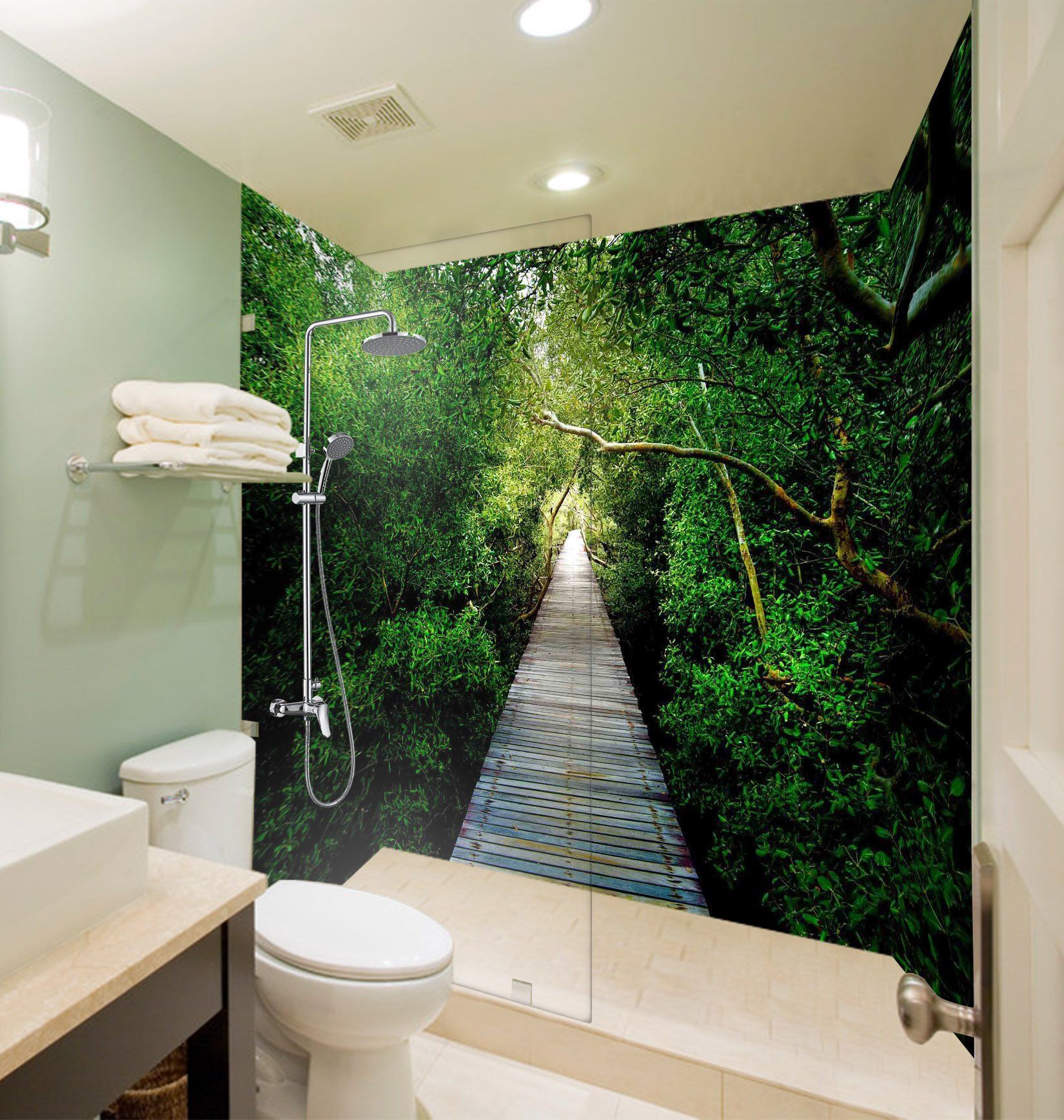 3D Forest Wood Road 40 Bathroom Wallpaper Wallpaper AJ Wallpaper 