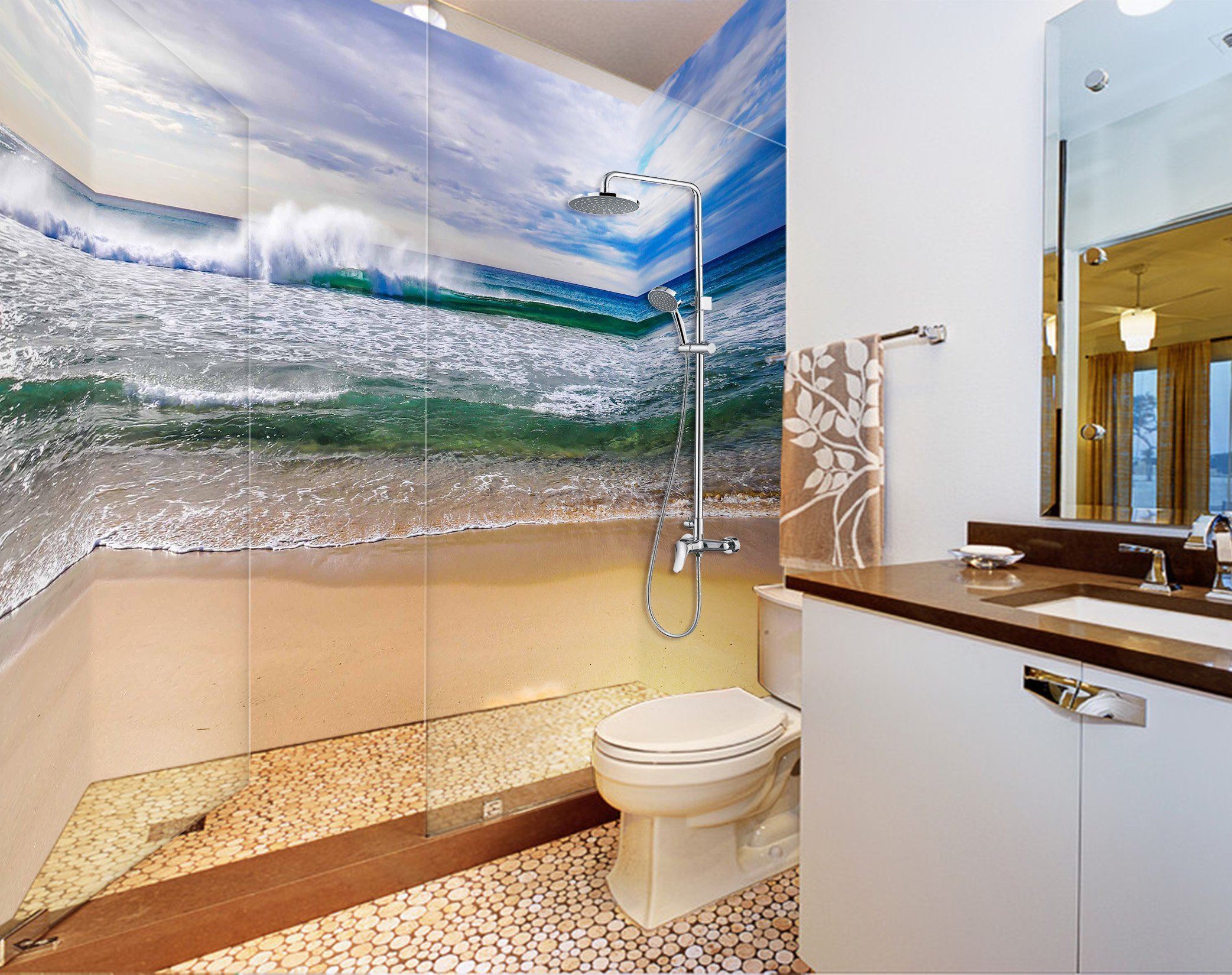 3D Sea Waves 20 Bathroom Wallpaper Wallpaper AJ Wallpaper 