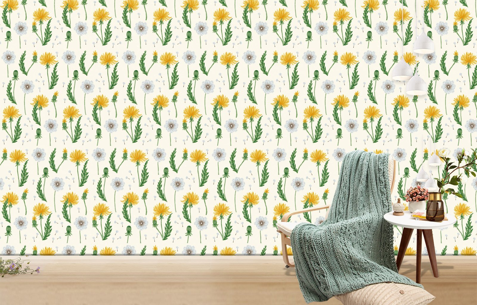 3D Yellow Flower Pattern 616 Wallpaper AJ Wallpaper 